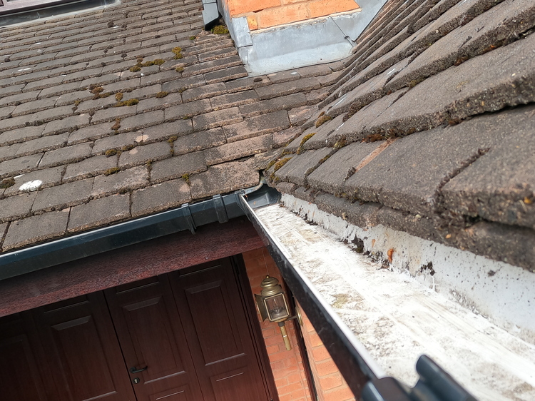 Cleared gutter after professional no-ladder cleaning in Walmley, Sutton Coldfield